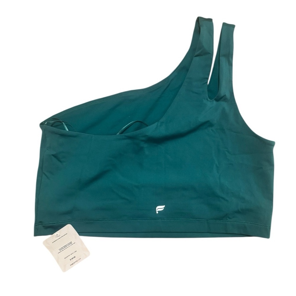 Fabletics Asymmetric Double Strap Midi Sports Bra Green XL NWT - Picture 5 of 5